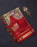 Kalamkari print on mysore crepe silk saree