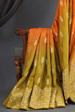Soft crepe silk sarees in dual shades with designer blouses