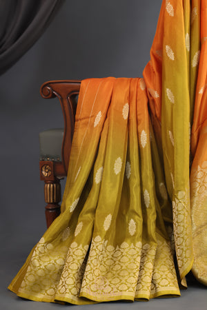 Soft crepe silk sarees in dual shades with designer blouses