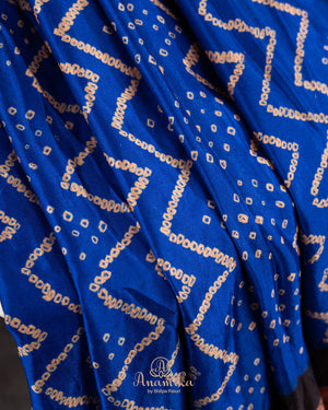 Beautiful blue and black Bandini gaji silk saree with ajrak border and blouse