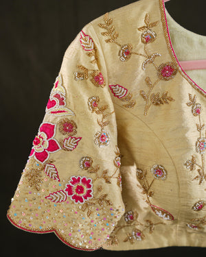 Kanchi soft silk saree in peach pink