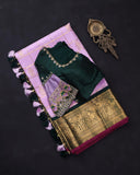 Gadwal kanchi saree in a beautiful lavender and emerald green combo