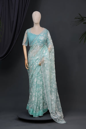 Light blue organza saree - cocktail Edit
