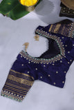 Gorgeous Mysore Silk Saree in green with  a contrast blue border