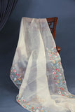 Organza saree in white with embroidered border