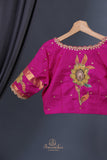Pure Kanjeevaram saree with kalamkari appliq work border