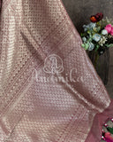 Light brown pure silk saree with kalamkari print and kanchi border