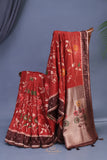 A beautiful floral Tusser Georgette - Rust Orange