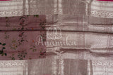 Light brown pure silk saree with kalamkari print and kanchi border