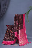 A beautiful floral Tusser Georgette - Brown