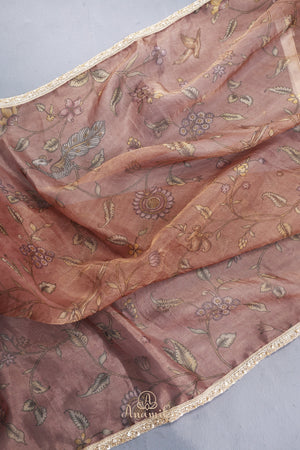 A dreamy floral organza in light brown