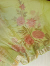 Pure tissue saree with hand painted floral appliq work