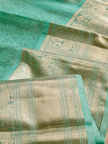 Pastel blue kanjeevaram with heavy bridal work blouse