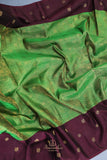 Regal Wine-Maroon & Emerald Green Kanjeevaram Silk Saree