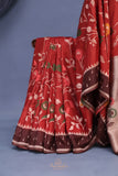 A beautiful floral Tusser Georgette - Rust Orange