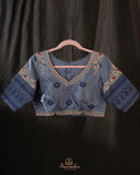 Peach and Steel blue Gadwal pattu saree