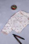 Elegant Crush Tissue saree in peach pink with a stunning mirror work blouse