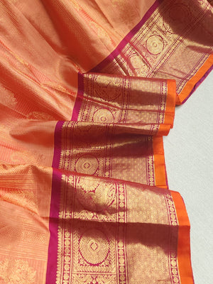Peach Gadwal Kanchi saree with plain border