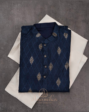 Royal Blue kurta with thread work and sequins buttas