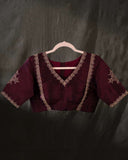 Brown blouse with traditional muggu design - purely vintage