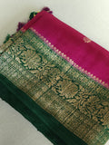 Majenta and Green Dupion Pattu saree