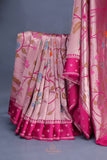 A beautiful Paithani inspired Georgette saree - Rani Pink