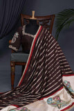 Brown Chanderi Silk Saree with hand painted kalamkari border