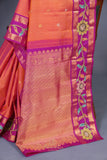 Pure Kanjeevaram saree with kalamkari appliq work border