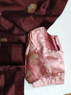 Pure raw mango silk saree in chocolate brown with mauve pink blouse