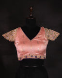 Raw mango silk saree in a beautiful violet and baby pink combo