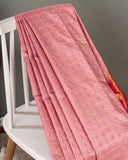 Light baby pink Kanchipattu saree with a contrast dark pink border