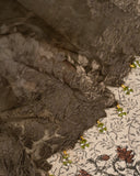 Olive green Handloom Lenin saree with digital floral prints