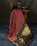 Beautiful black ajrak saree on modal silk