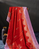 Banarasi Silk Saree in a lovely combo of orange and lavender