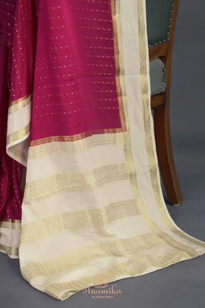 Stunning mysore crepe silk saree in magenta