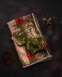 Soft organza saree in green with a beautifully embroidered blouse