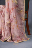 A dreamy floral organza in beautiful shades of dusty rose pink