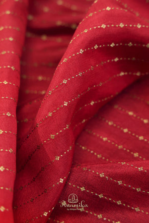 Classic red and regal gold mysore crepe silk saree