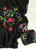 Black Georgette with multi color floral sequins work