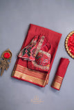 Classic red and regal gold mysore crepe silk saree