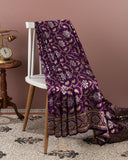 Purple Banarasi Saree with gold and silver weaving