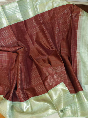 Kanjeevaram saree in a unique combo of maroon and mint green