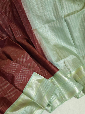 Kanjeevaram saree in a unique combo of maroon and mint green