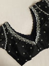 Falling organza saree in black with all over sequins work