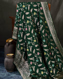 Banarasi Silk Saree in a dark emerald color
