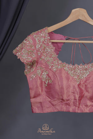 Blush pink cocktail saree with sequins work