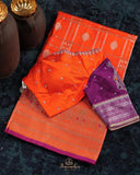 Venkatagiri Pattu saree in bright orange