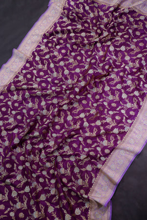 Banarasi Silk Saree in Purple & Lavender