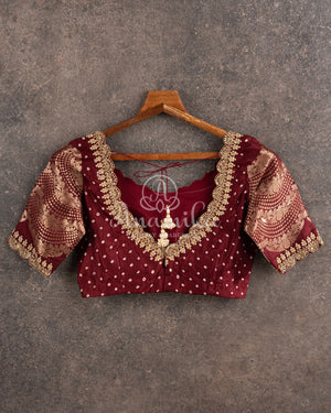 Blue Kanchi Bandini saree with a stunning brown border