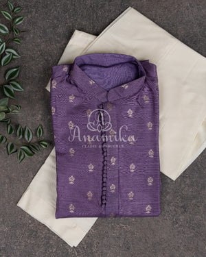 Light Purple/Lavender Kurta on chanderi silk with zari woven buttas